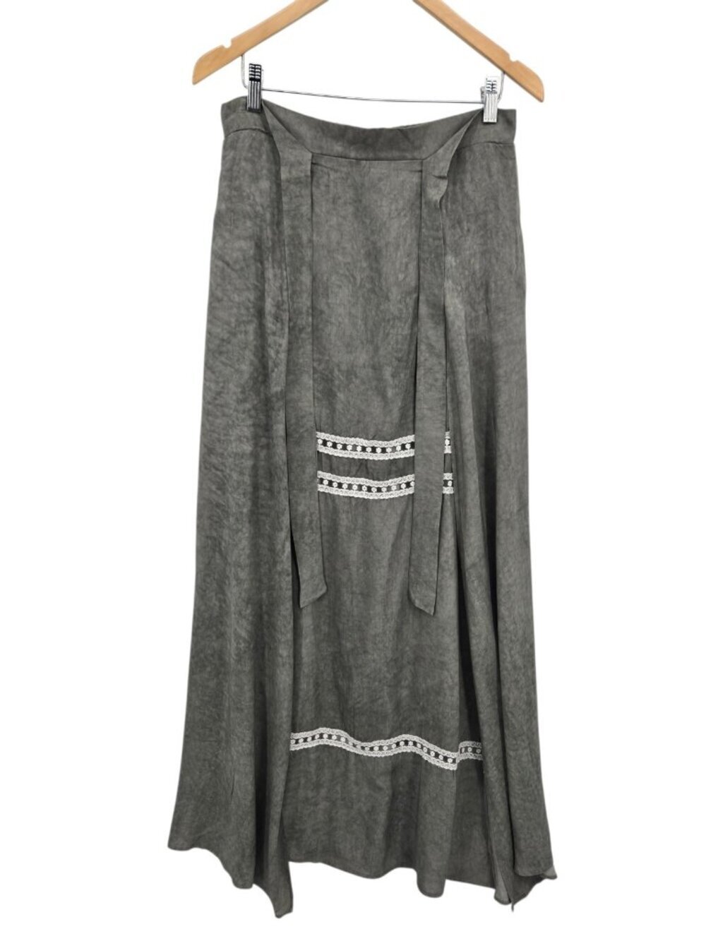 Hummingbird Boho Layered Maxi Skirt Apron Front Lace Trim Size L Boho Lagenlook